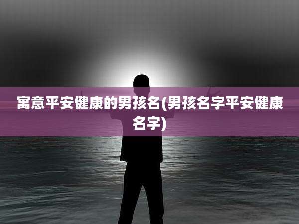 寓意平安健康的男孩名(男孩名字平安健康名字)