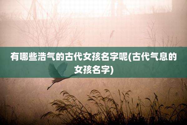 有哪些浩气的古代女孩名字呢(古代气息的女孩名字)
