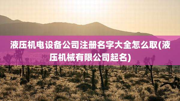 液压机电设备公司注册名字大全怎么取(液压机械有限公司起名)