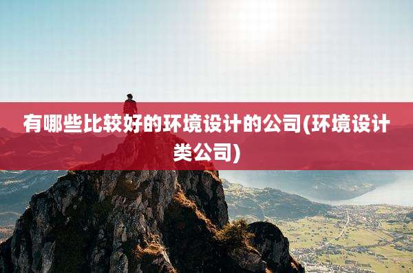 有哪些比较好的环境设计的公司(环境设计类公司)