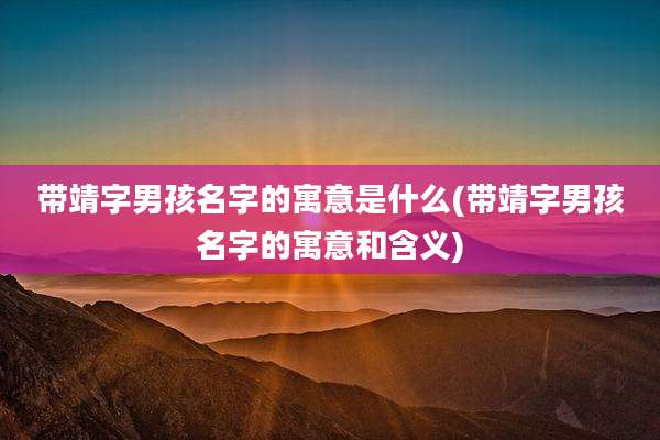带靖字男孩名字的寓意是什么(带靖字男孩名字的寓意和含义)