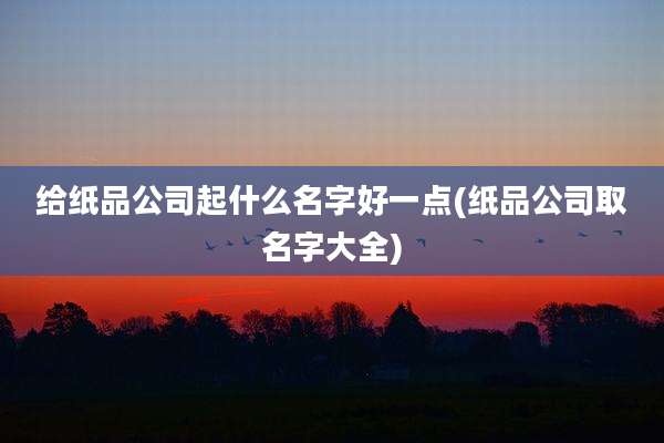 给纸品公司起什么名字好一点(纸品公司取名字大全)