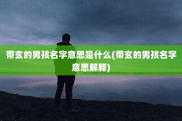带玄的男孩名字意思是什么(带玄的男孩名字意思解释)