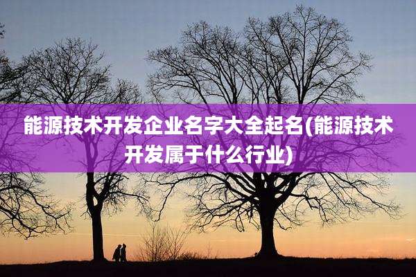 能源技术开发企业名字大全起名(能源技术开发属于什么行业)
