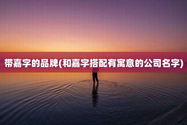 带嘉字的品牌(和嘉字搭配有寓意的公司名字)