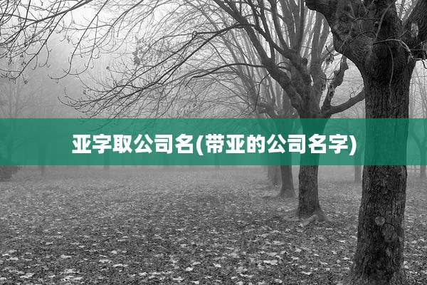 亚字取公司名(带亚的公司名字)
