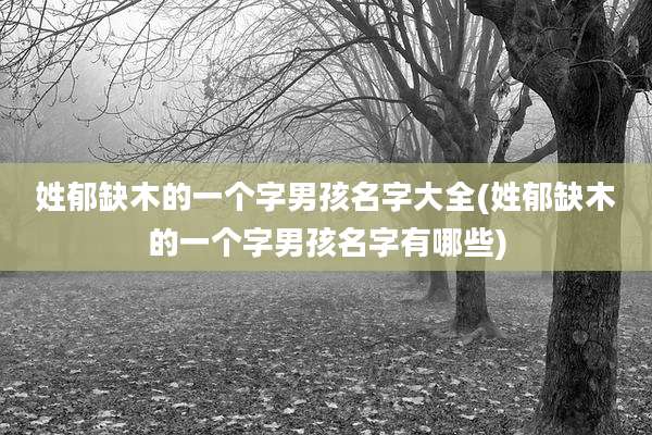 姓郁缺木的一个字男孩名字大全(姓郁缺木的一个字男孩名字有哪些)