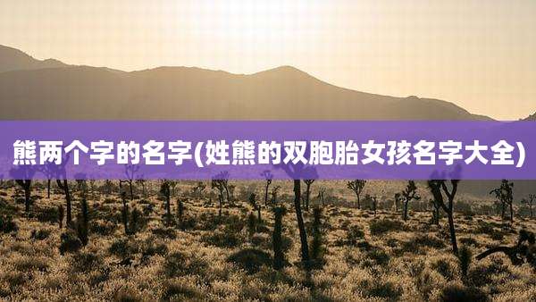 熊两个字的名字(姓熊的双胞胎女孩名字大全)