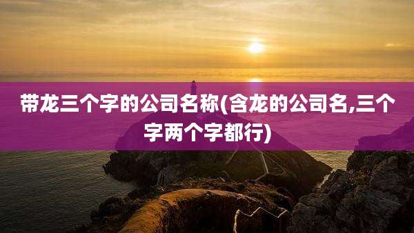 带龙三个字的公司名称(含龙的公司名,三个字两个字都行)