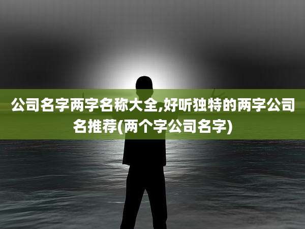 公司名字两字名称大全,好听独特的两字公司名推荐(两个字公司名字)