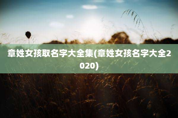 章姓女孩取名字大全集(章姓女孩名字大全2020)