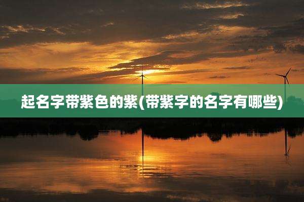 起名字带紫色的紫(带紫字的名字有哪些)