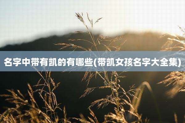 名字中带有凯的有哪些(带凯女孩名字大全集)