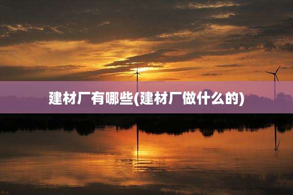 建材厂有哪些(建材厂做什么的)