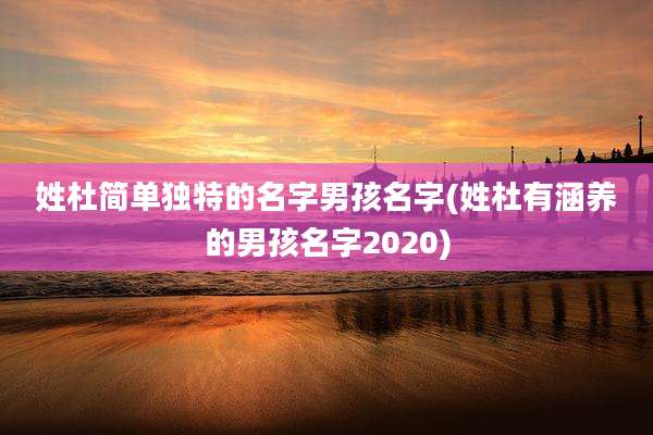 姓杜简单独特的名字男孩名字(姓杜有涵养的男孩名字2020)