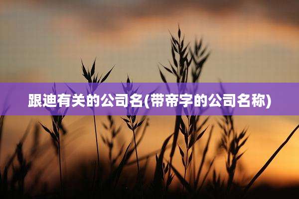 跟迪有关的公司名(带帝字的公司名称)