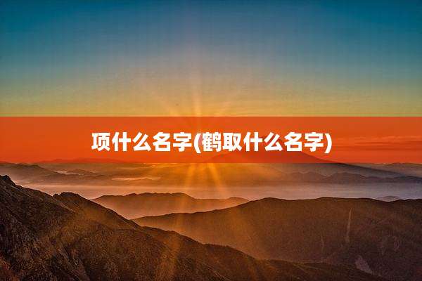 项什么名字(鹤取什么名字)