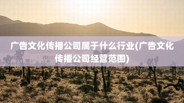 广告文化传播公司属于什么行业(广告文化传播公司经营范围)