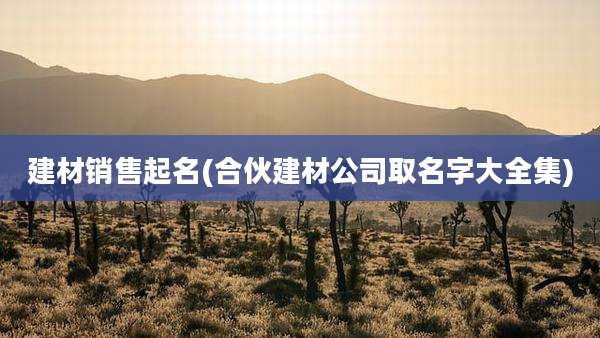 建材销售起名(合伙建材公司取名字大全集)