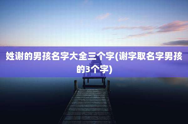 姓谢的男孩名字大全三个字(谢字取名字男孩的3个字)