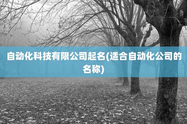 自动化科技有限公司起名(适合自动化公司的名称)
