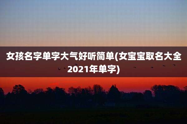 女孩名字单字大气好听简单(女宝宝取名大全2021年单字)