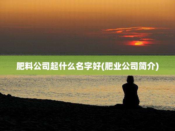 肥料公司起什么名字好(肥业公司简介)