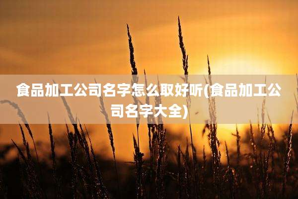 食品加工公司名字怎么取好听(食品加工公司名字大全)