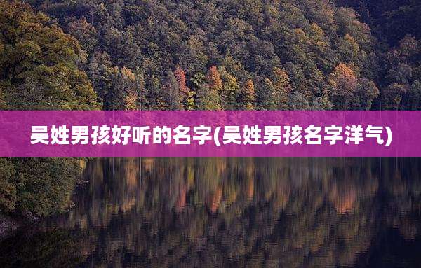 吴姓男孩好听的名字(吴姓男孩名字洋气)