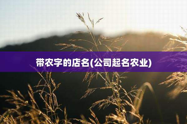 带农字的店名(公司起名农业)
