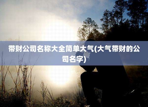带财公司名称大全简单大气(大气带财的公司名字)