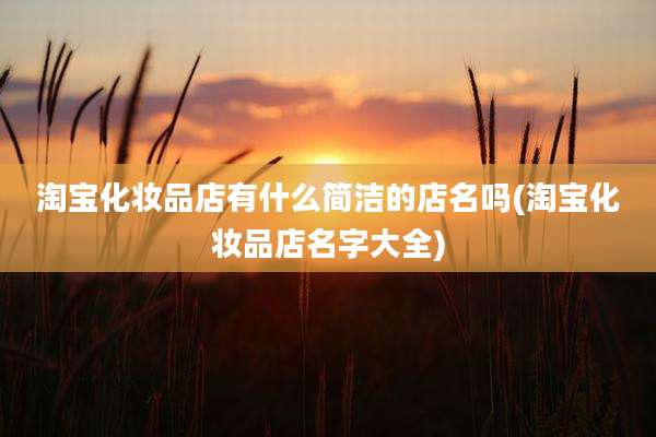 淘宝化妆品店有什么简洁的店名吗(淘宝化妆品店名字大全)