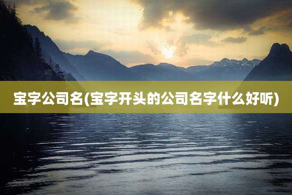 宝字公司名(宝字开头的公司名字什么好听)