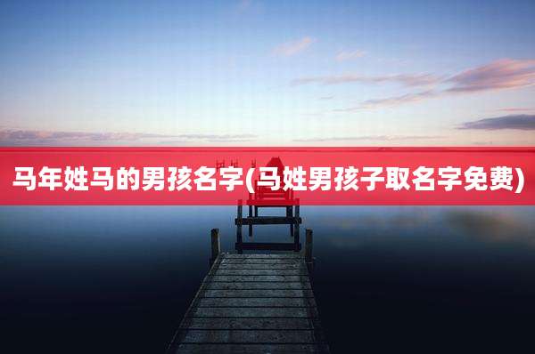 马年姓马的男孩名字(马姓男孩子取名字免费)