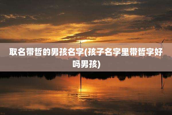 取名带哲的男孩名字(孩子名字里带哲字好吗男孩)