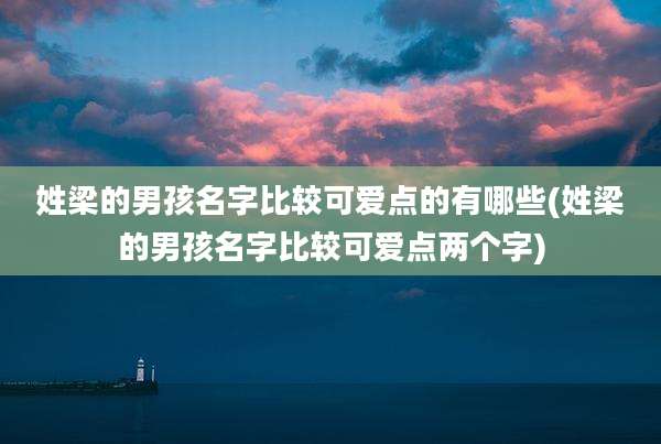 姓梁的男孩名字比较可爱点的有哪些(姓梁的男孩名字比较可爱点两个字)