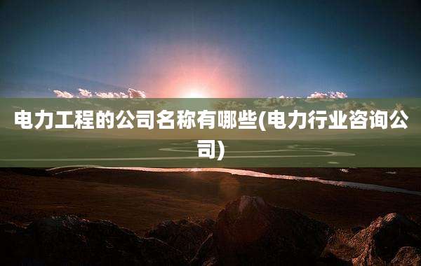 电力工程的公司名称有哪些(电力行业咨询公司)