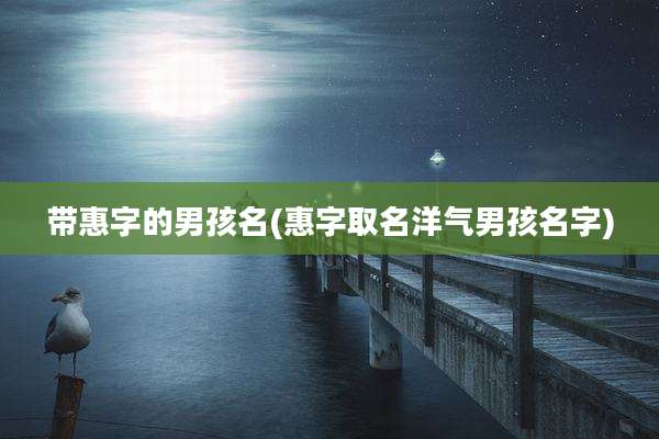 带惠字的男孩名(惠字取名洋气男孩名字)