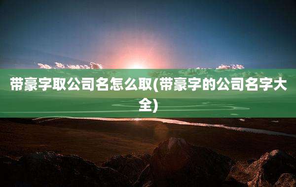 带豪字取公司名怎么取(带豪字的公司名字大全)