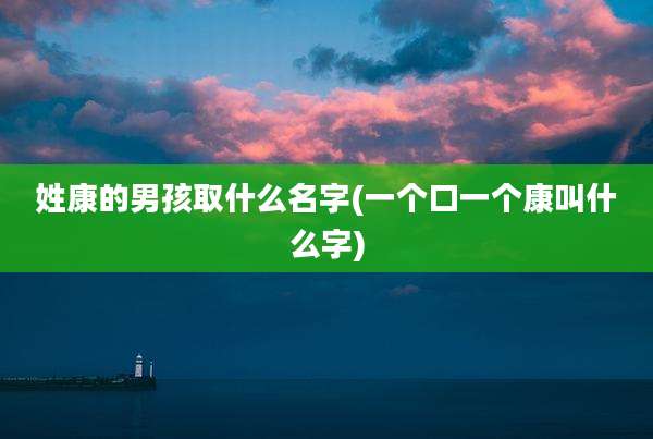 姓康的男孩取什么名字(一个口一个康叫什么字)