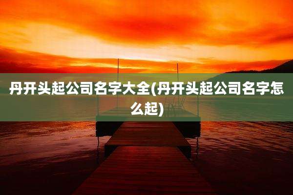 丹开头起公司名字大全(丹开头起公司名字怎么起)
