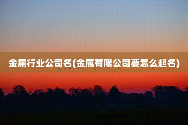 金属行业公司名(金属有限公司要怎么起名)