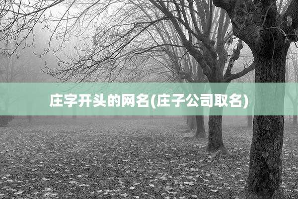 庄字开头的网名(庄子公司取名)