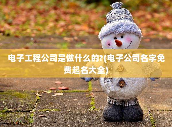 电子工程公司是做什么的?(电子公司名字免费起名大全)