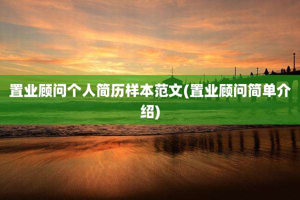 置业顾问个人简历样本范文(置业顾问简单介绍)