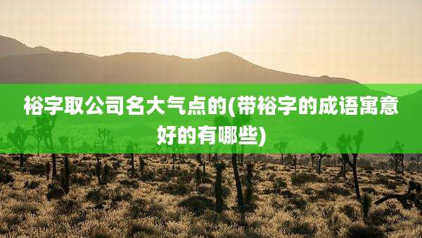 裕字取公司名大气点的(带裕字的成语寓意好的有哪些)