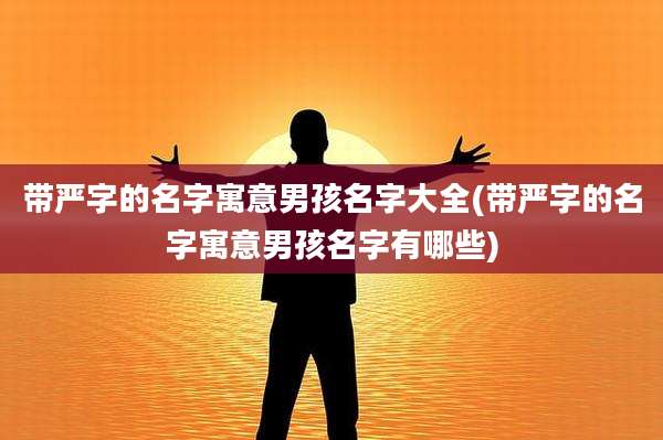 带严字的名字寓意男孩名字大全(带严字的名字寓意男孩名字有哪些)