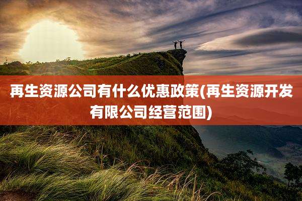 再生资源公司有什么优惠政策(再生资源开发有限公司经营范围)