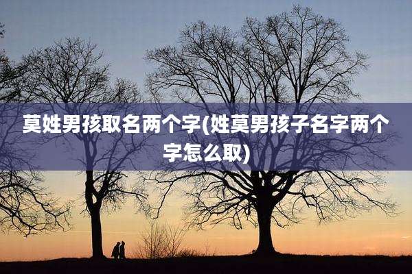 莫姓男孩取名两个字(姓莫男孩子名字两个字怎么取)