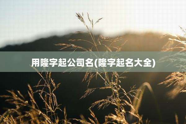 用隆字起公司名(隆字起名大全)